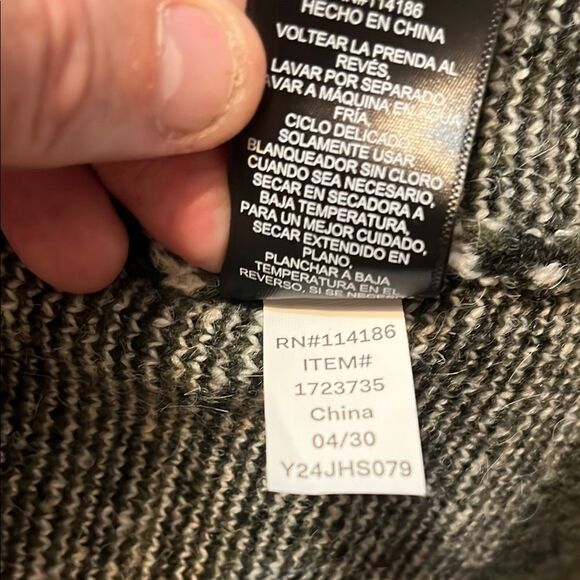 Frye Green Black Geometric Aztec Design Pockets Sweater Cardigan Boho Modern - Picture 10 of 12